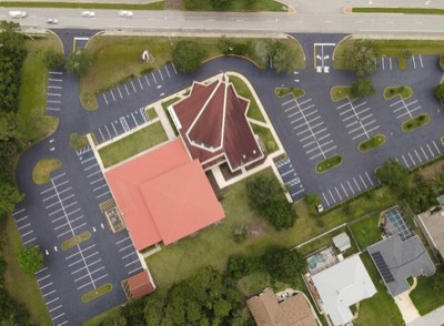 Parking lot sealcoating aerial view