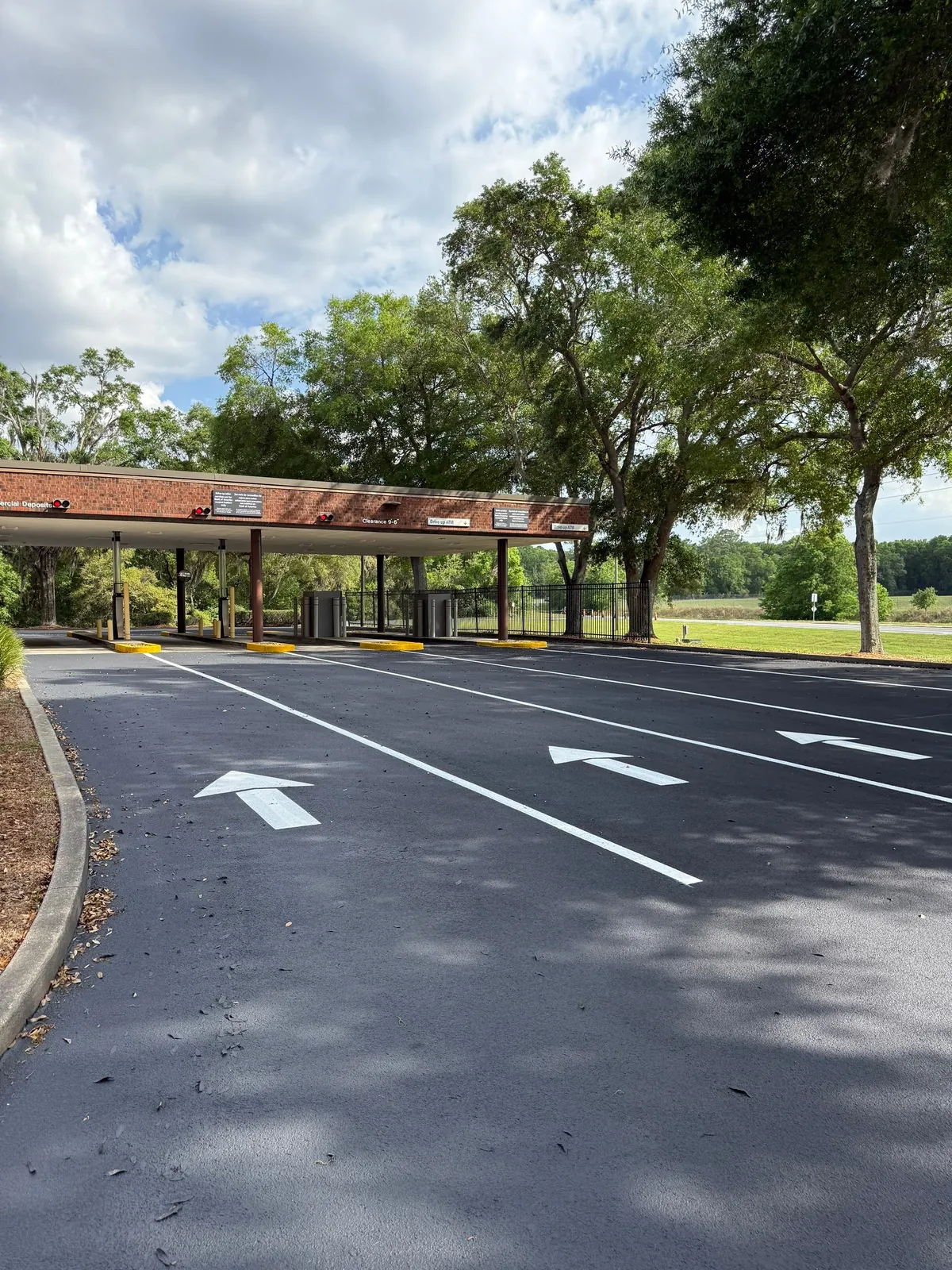 Parking lot striping and directional arrows in Ormond Beach FL